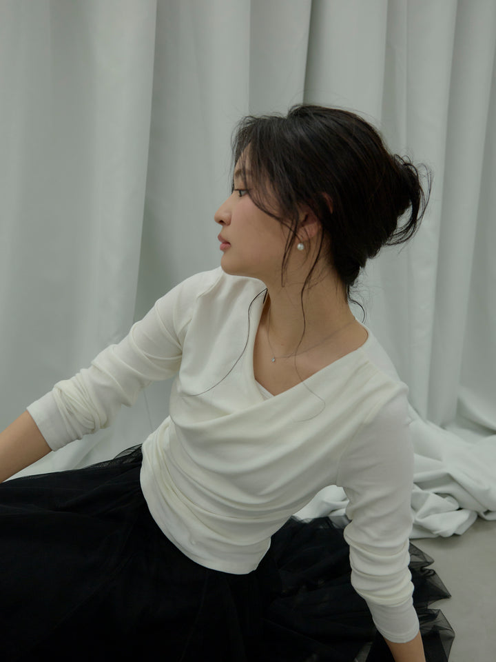 【SET】ドレープデザインカットソー+ボリュームチュールスカート(2set)