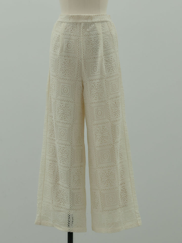 ブロックレースストレートパンツ
