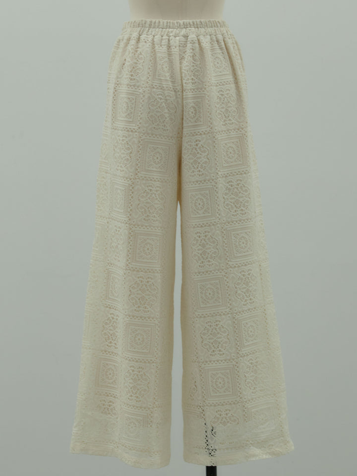 ブロックレースストレートパンツ