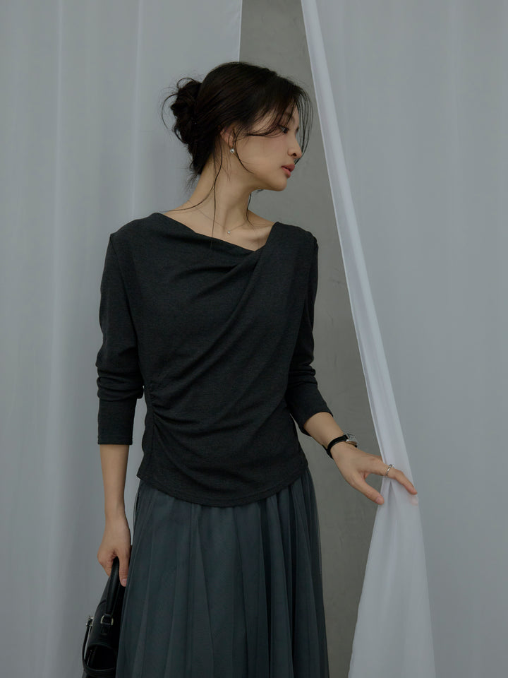 【SET】ドレープデザインカットソー+ボリュームチュールスカート(2set)