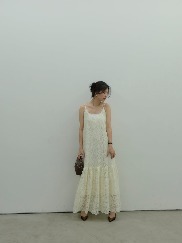 フラワーレースフレアキャミドレス