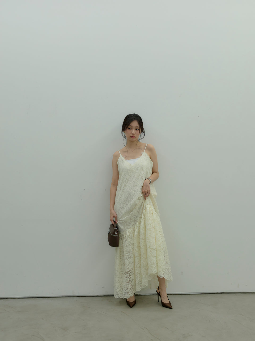 フラワーレースフレアキャミドレス