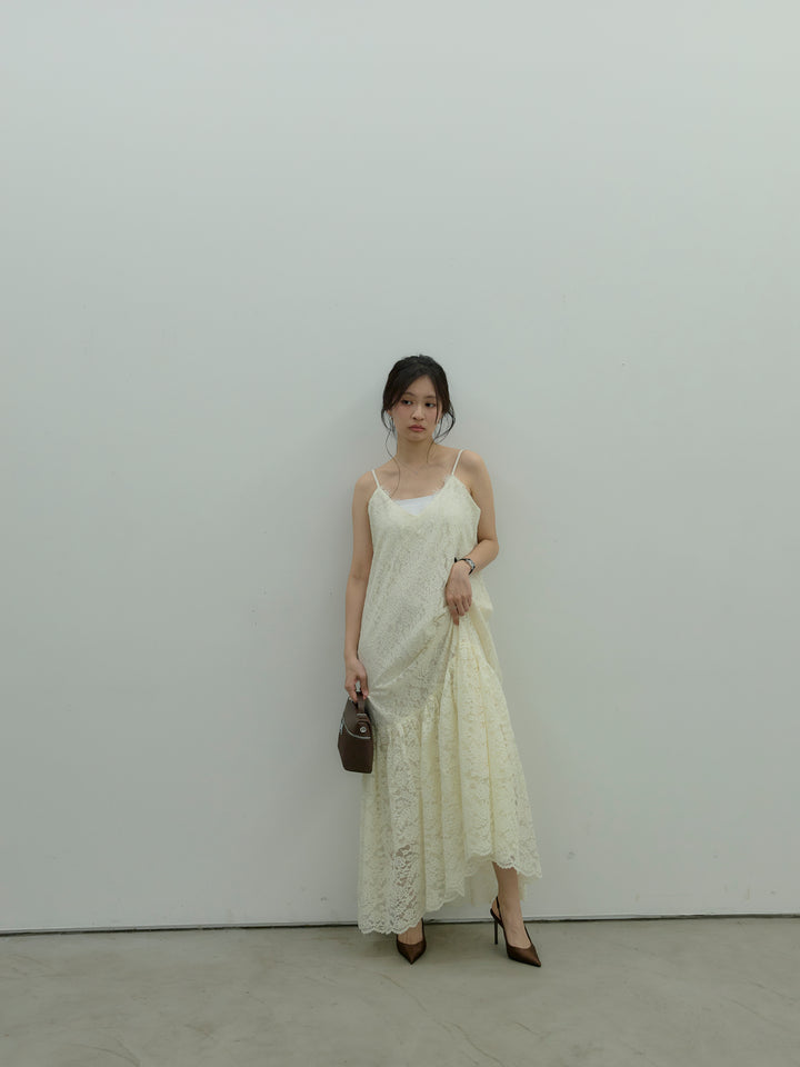 フラワーレースフレアキャミドレス