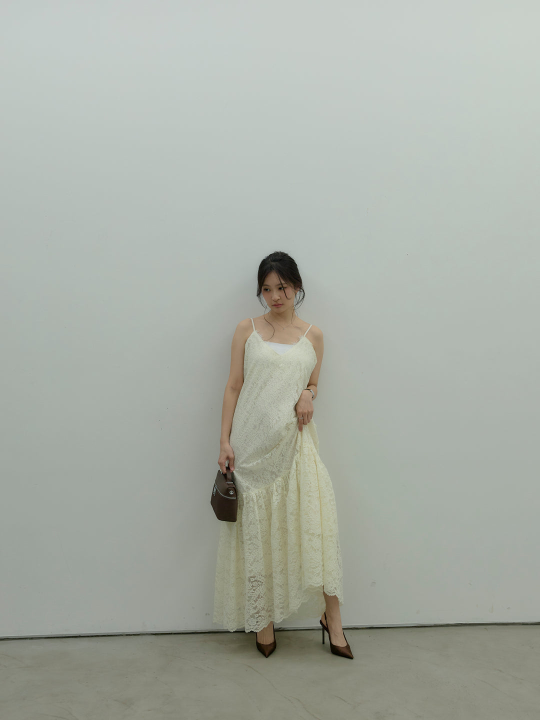 フラワーレースフレアキャミドレス