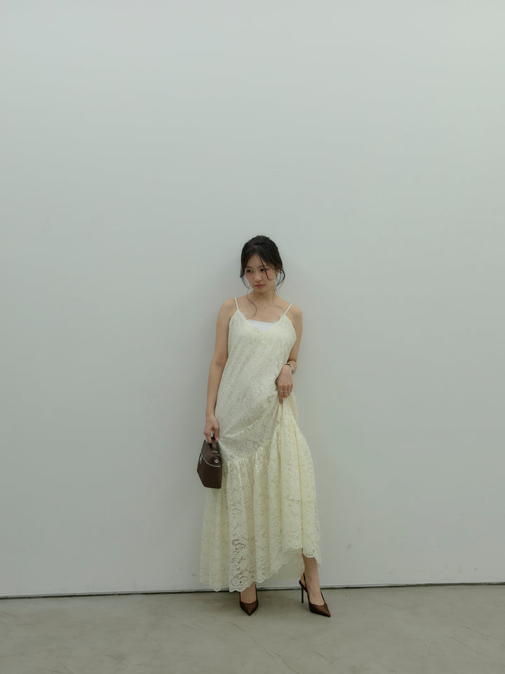 フラワーレースフレアキャミドレス