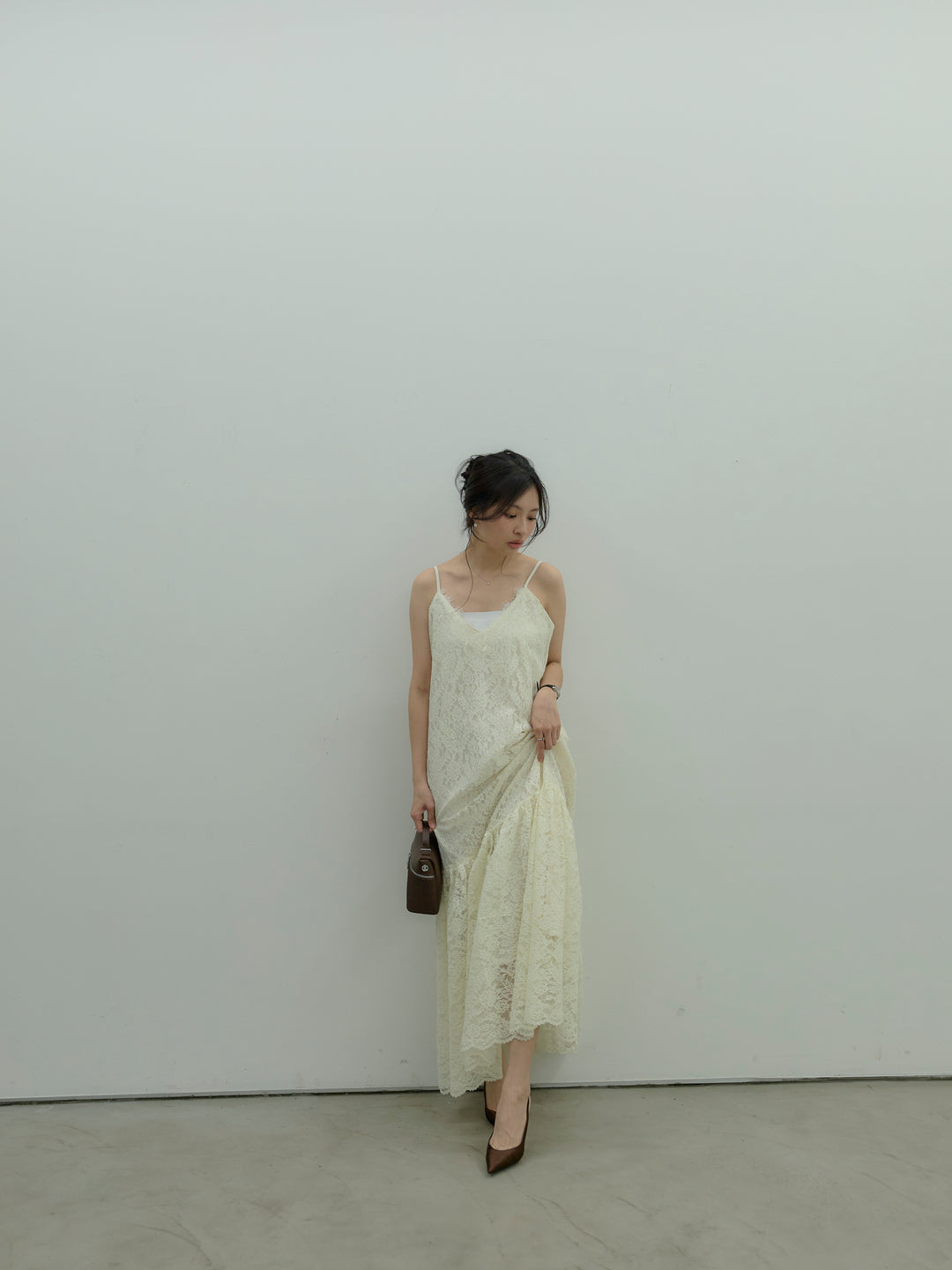 フラワーレースフレアキャミドレス