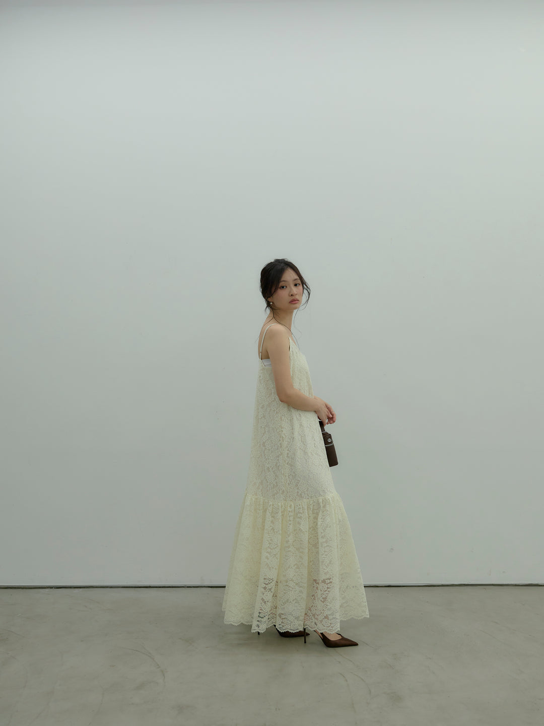 フラワーレースフレアキャミドレス