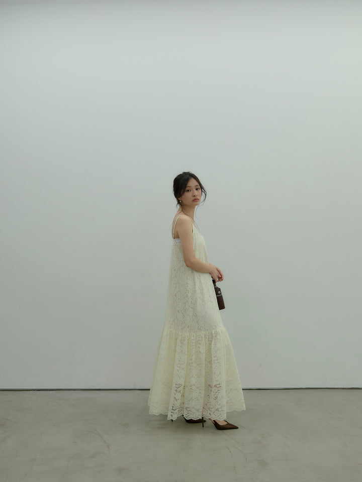フラワーレースフレアキャミドレス