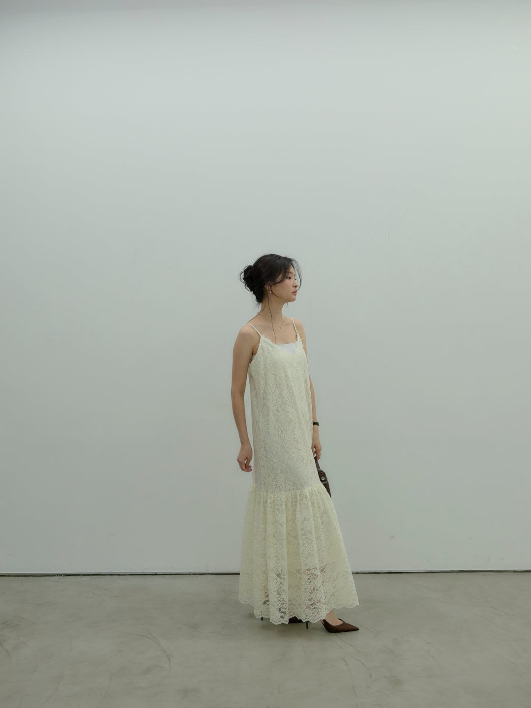 フラワーレースフレアキャミドレス