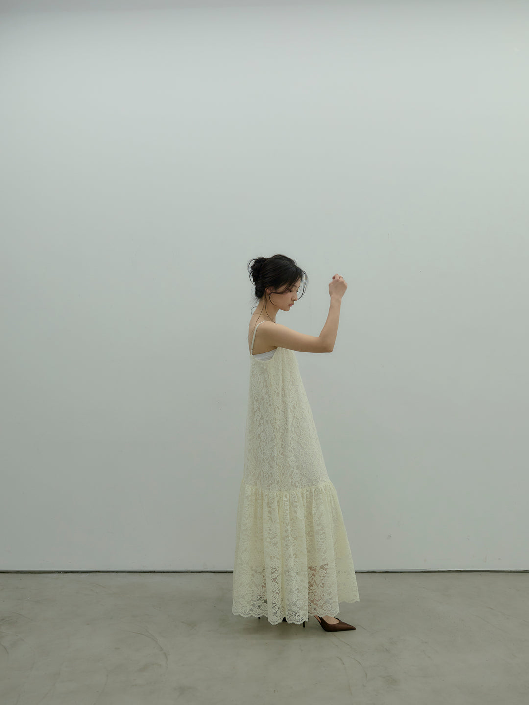 フラワーレースフレアキャミドレス