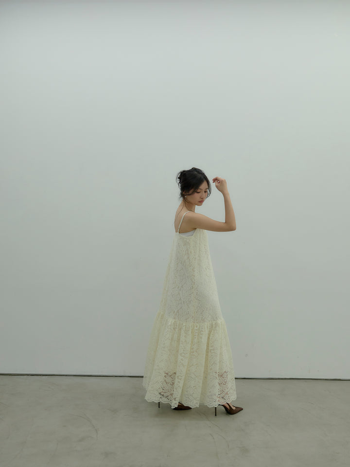 フラワーレースフレアキャミドレス