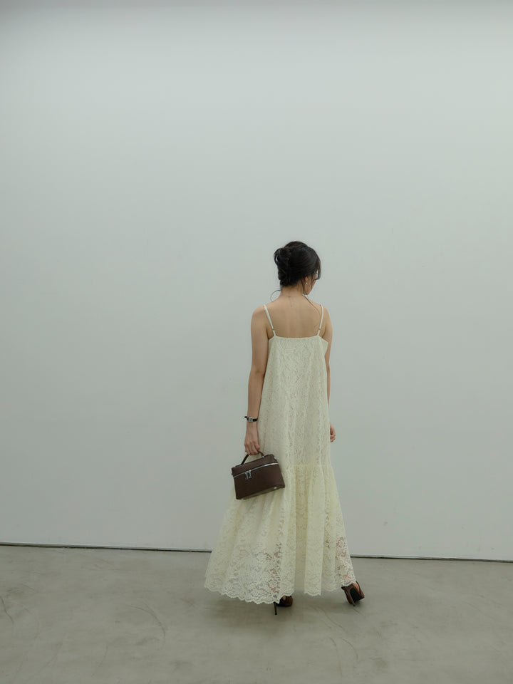 フラワーレースフレアキャミドレス