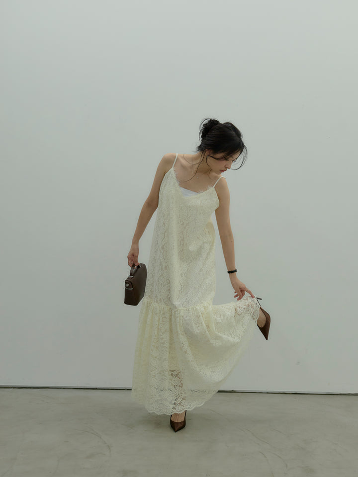 フラワーレースフレアキャミドレス