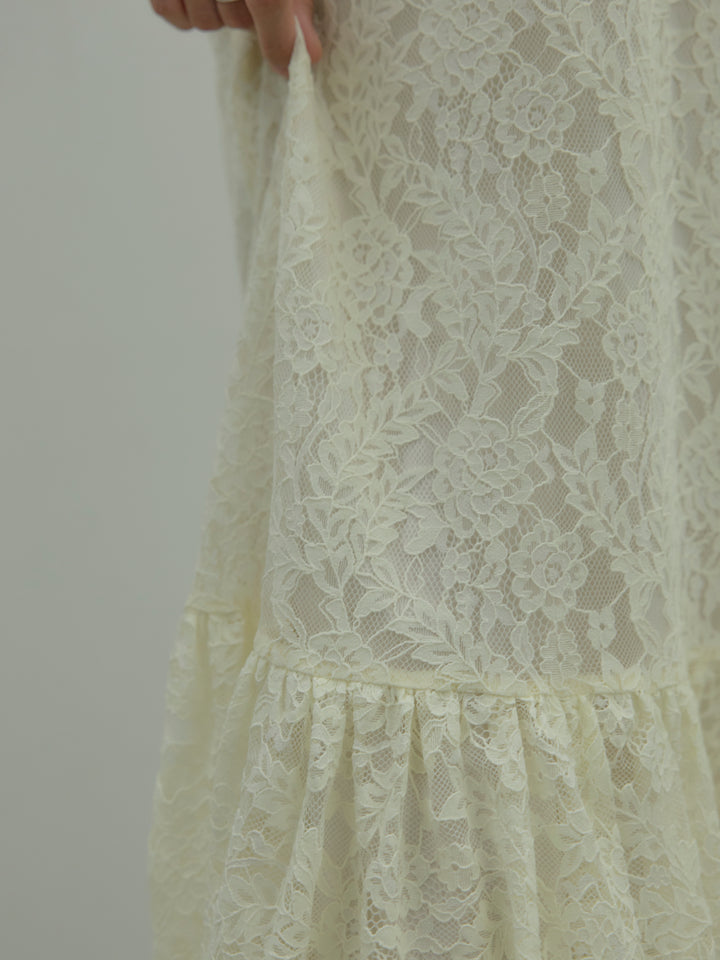 フラワーレースフレアキャミドレス