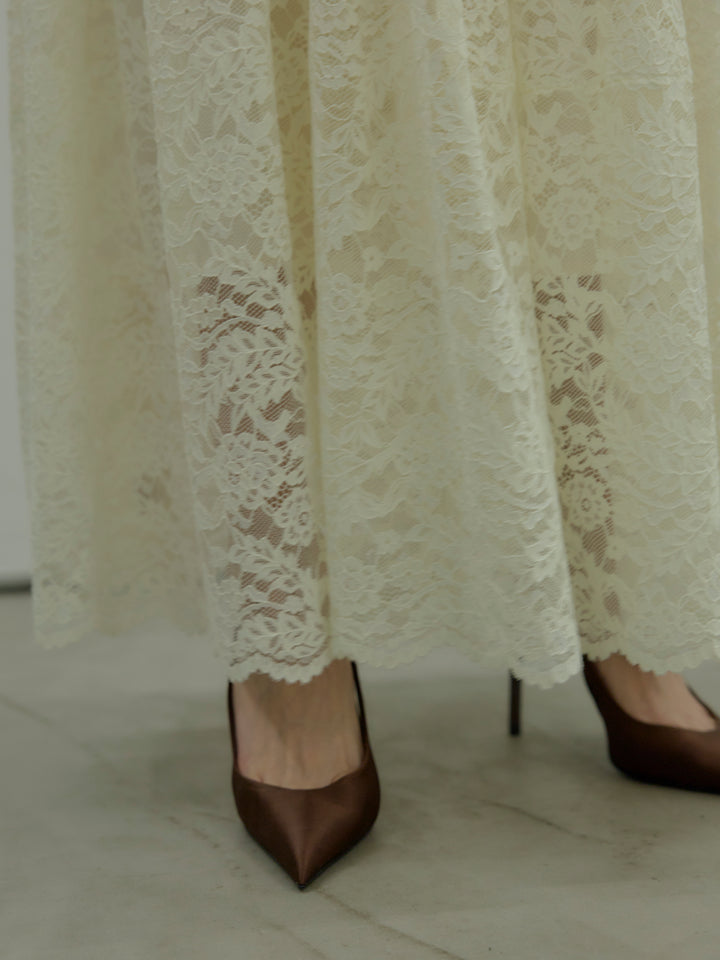 フラワーレースフレアキャミドレス