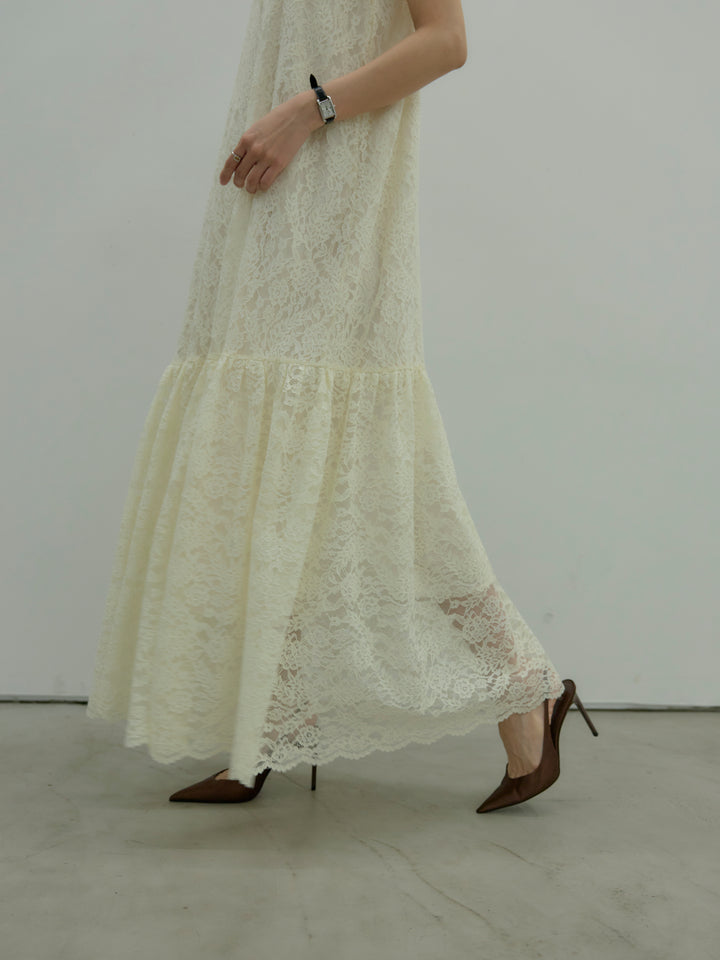 フラワーレースフレアキャミドレス