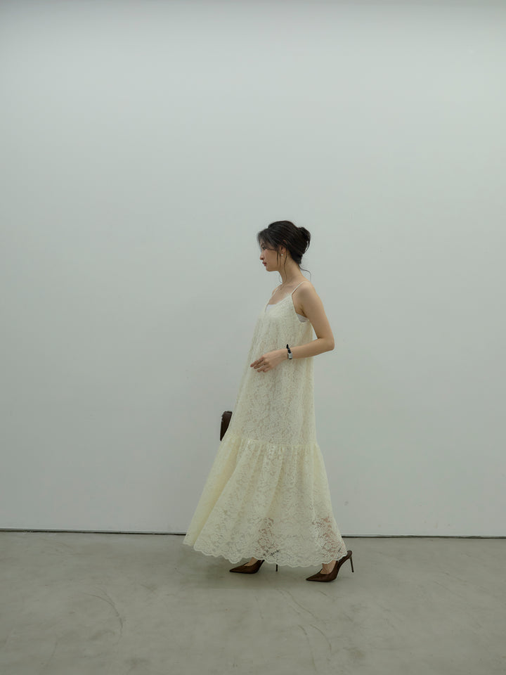 フラワーレースフレアキャミドレス