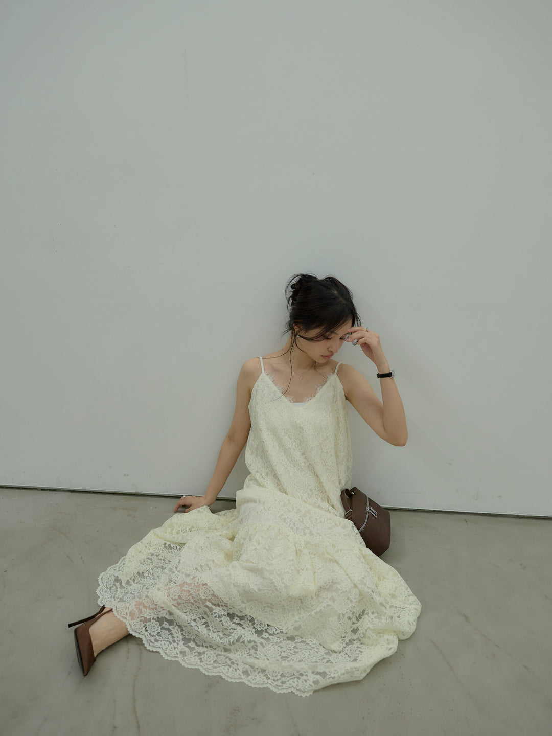 フラワーレースフレアキャミドレス