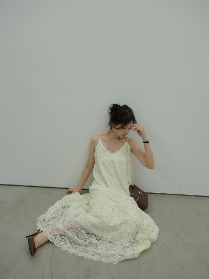 フラワーレースフレアキャミドレス