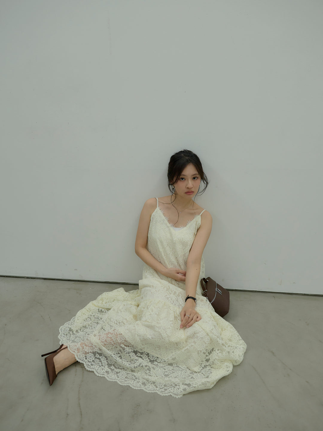 フラワーレースフレアキャミドレス