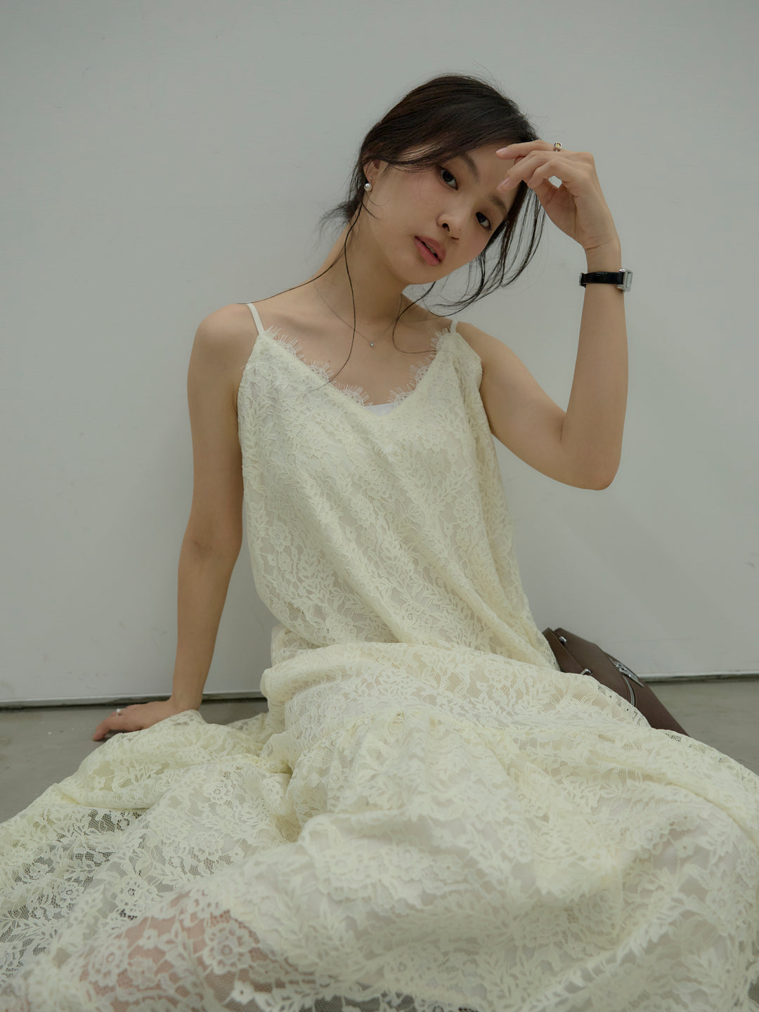 フラワーレースフレアキャミドレス