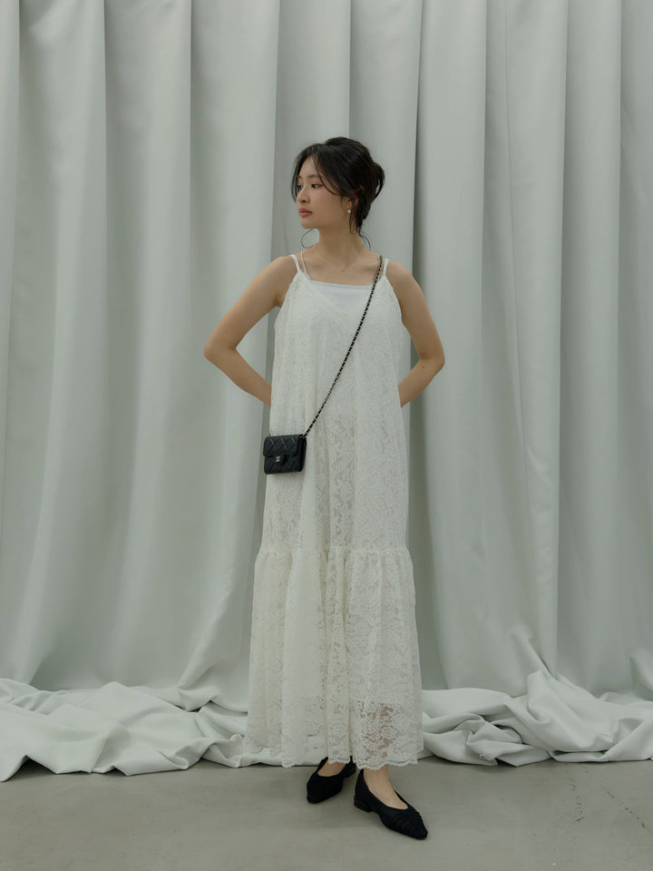 フラワーレースフレアキャミドレス