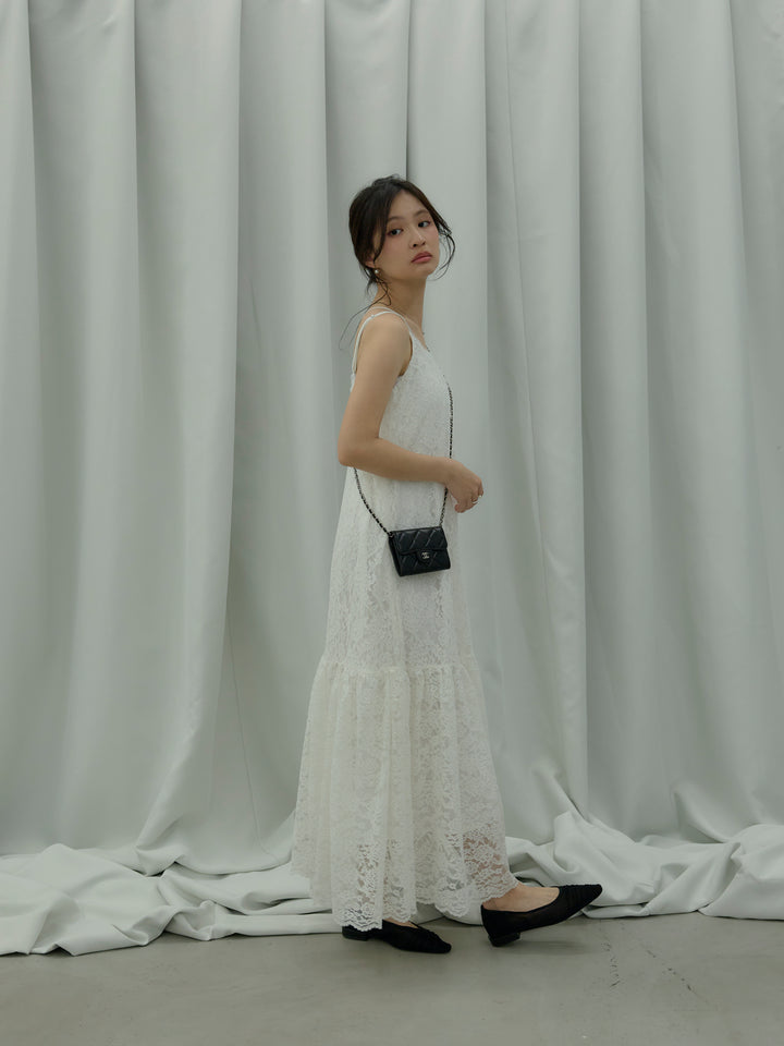 フラワーレースフレアキャミドレス