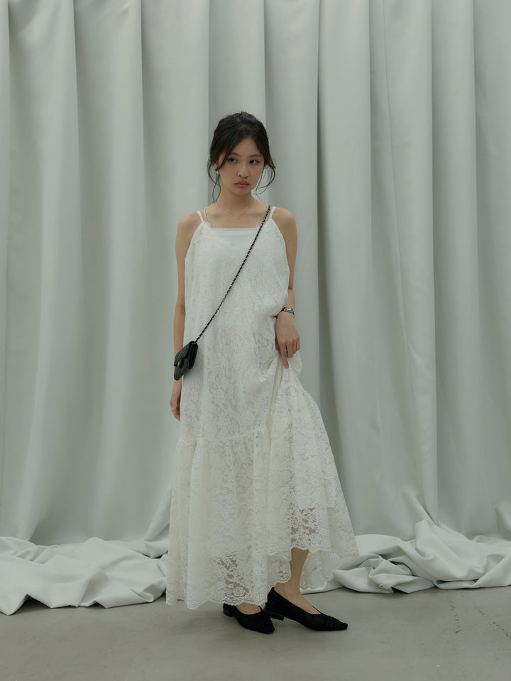 フラワーレースフレアキャミドレス