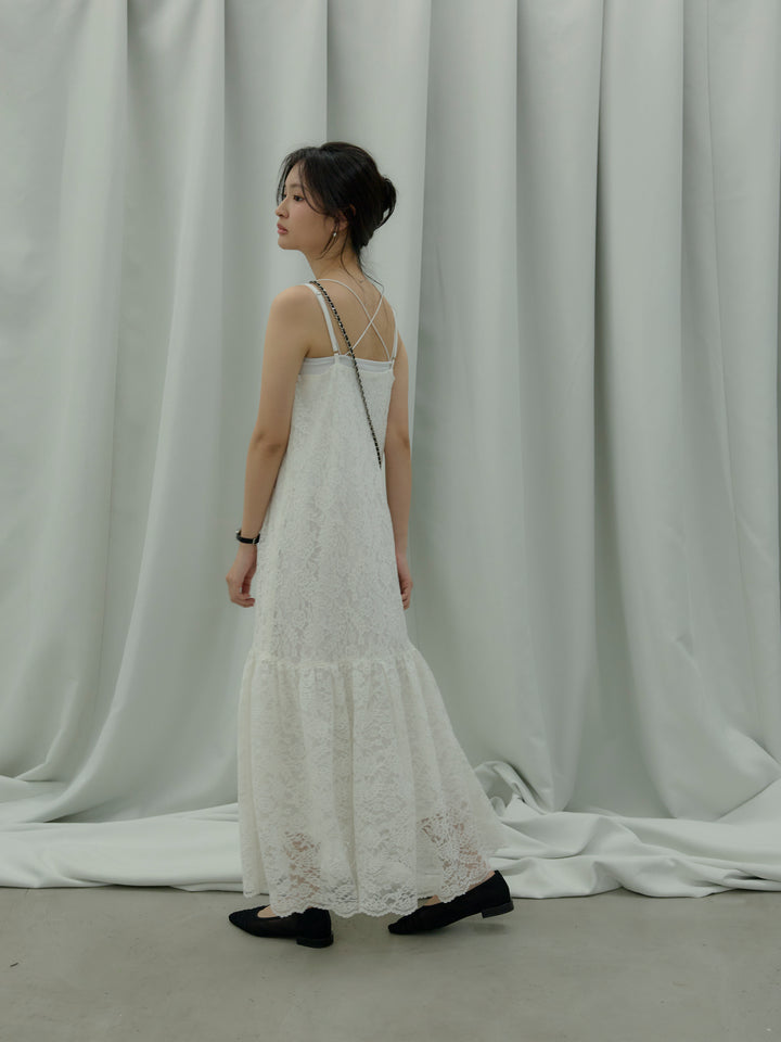 フラワーレースフレアキャミドレス