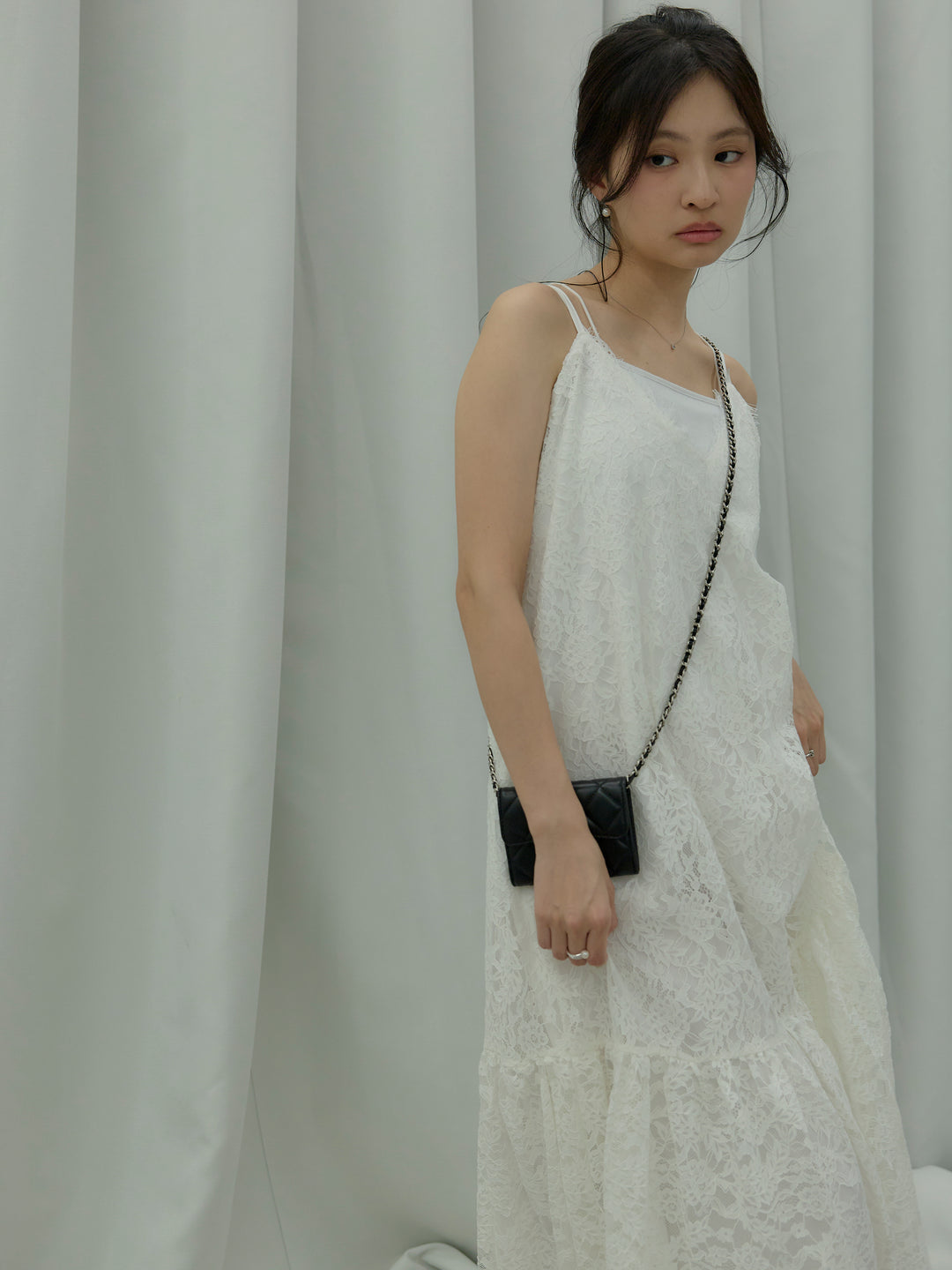 フラワーレースフレアキャミドレス