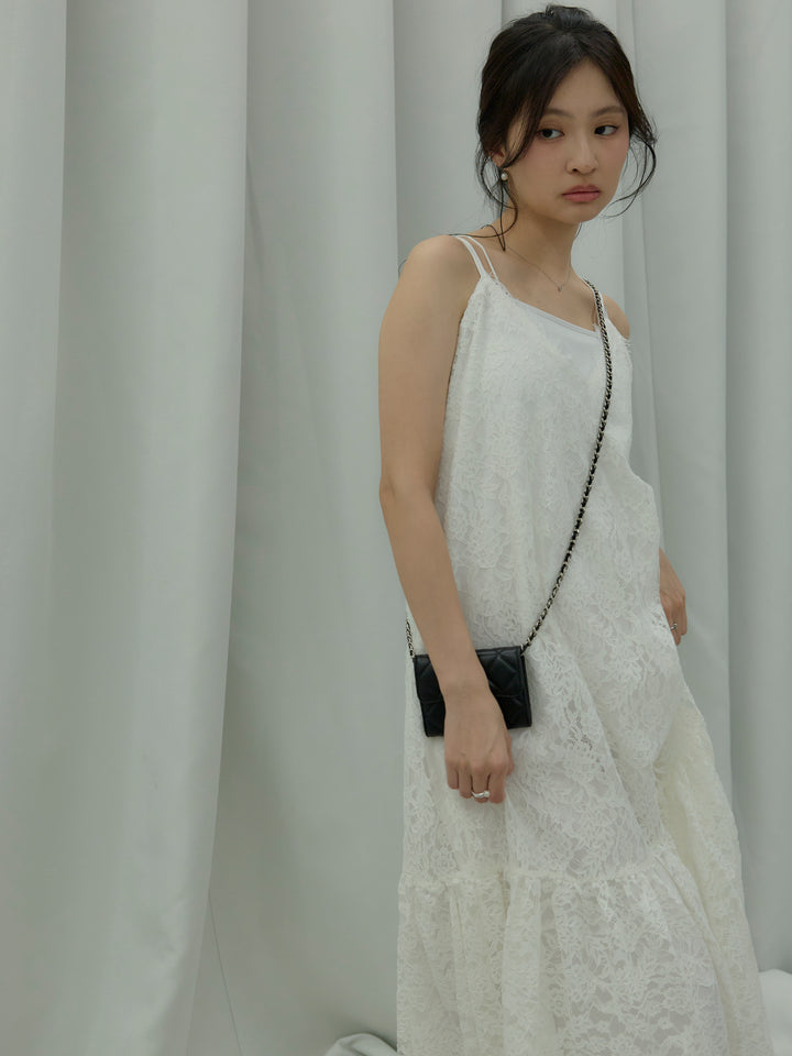 フラワーレースフレアキャミドレス