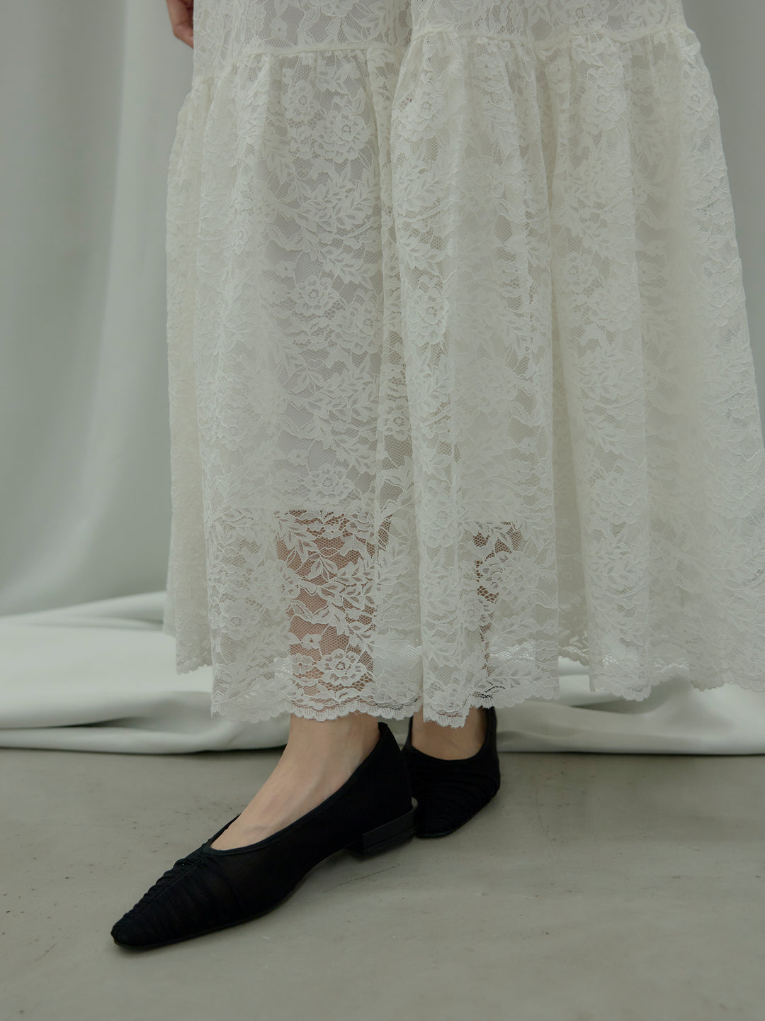 フラワーレースフレアキャミドレス