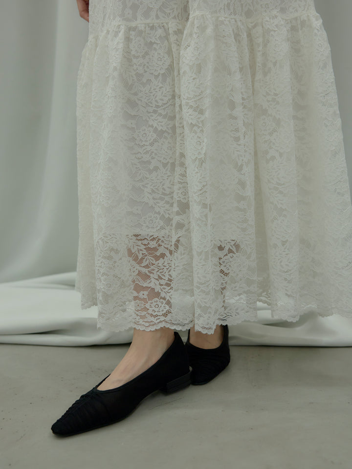 フラワーレースフレアキャミドレス