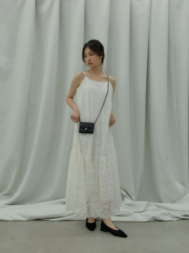 フラワーレースフレアキャミドレス