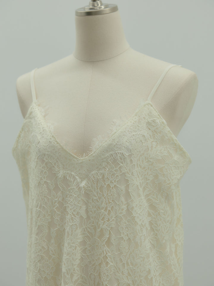 フラワーレースフレアキャミドレス