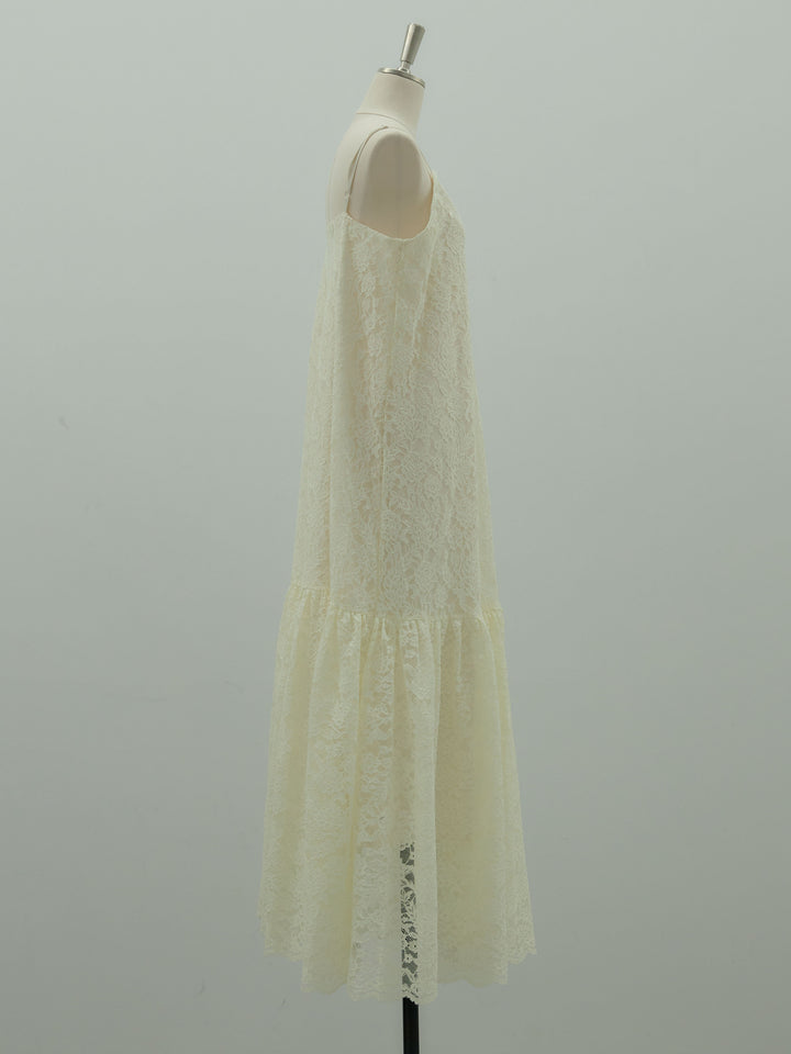 フラワーレースフレアキャミドレス