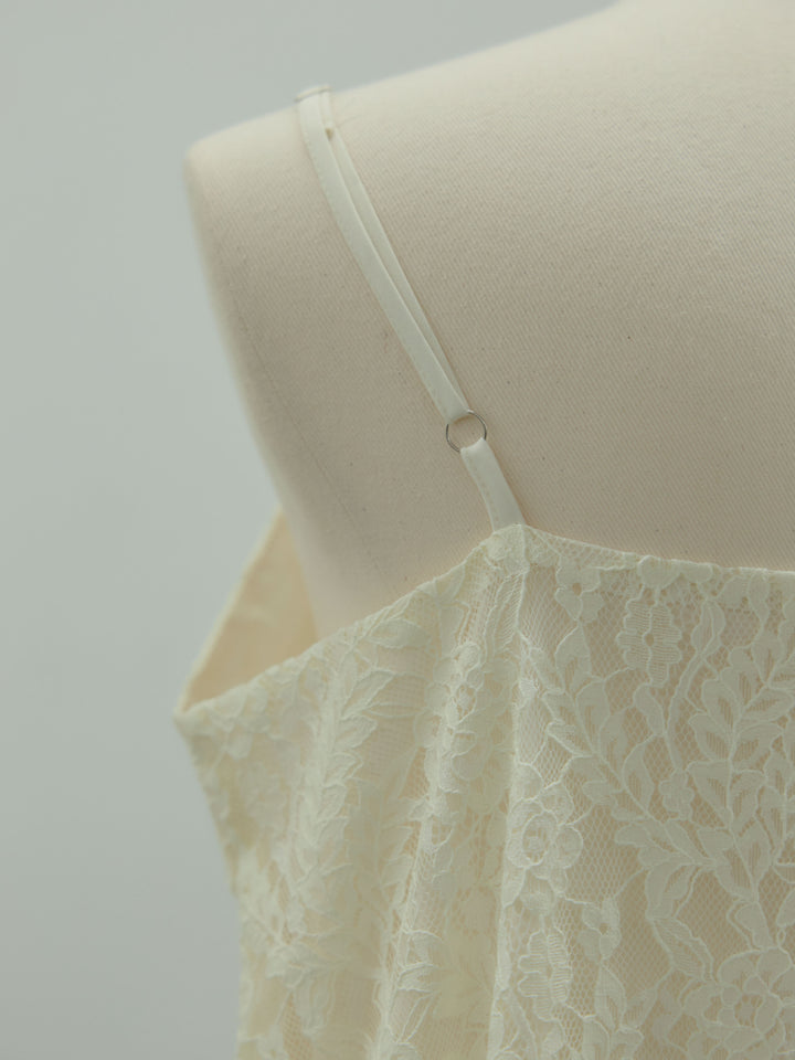 フラワーレースフレアキャミドレス