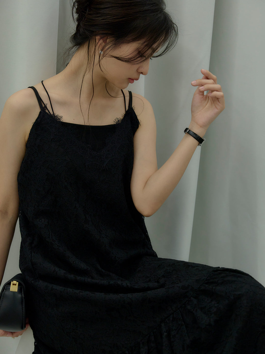 フラワーレースフレアキャミドレス