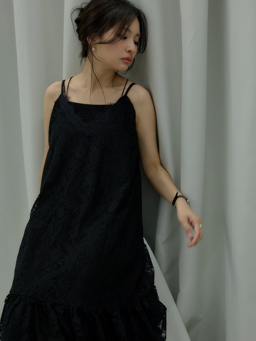 フラワーレースフレアキャミドレス