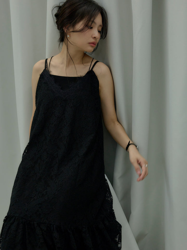 フラワーレースフレアキャミドレス