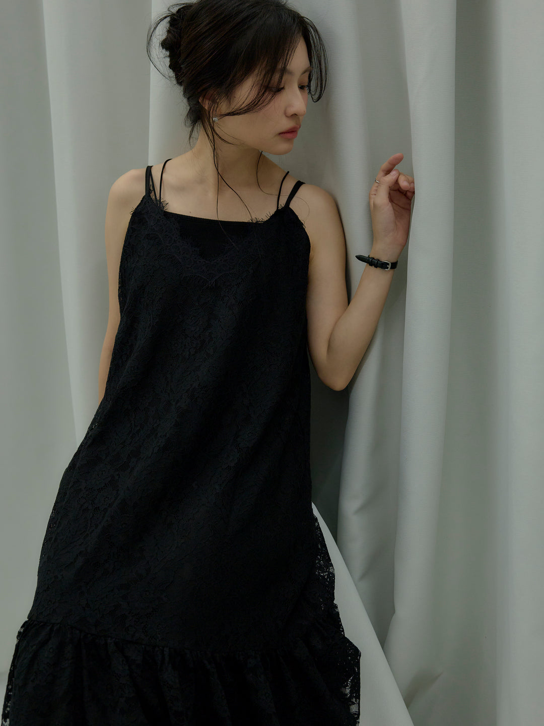 フラワーレースフレアキャミドレス