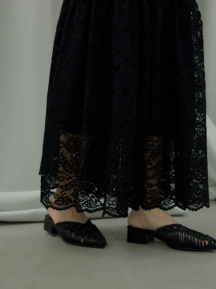 フラワーレースフレアキャミドレス