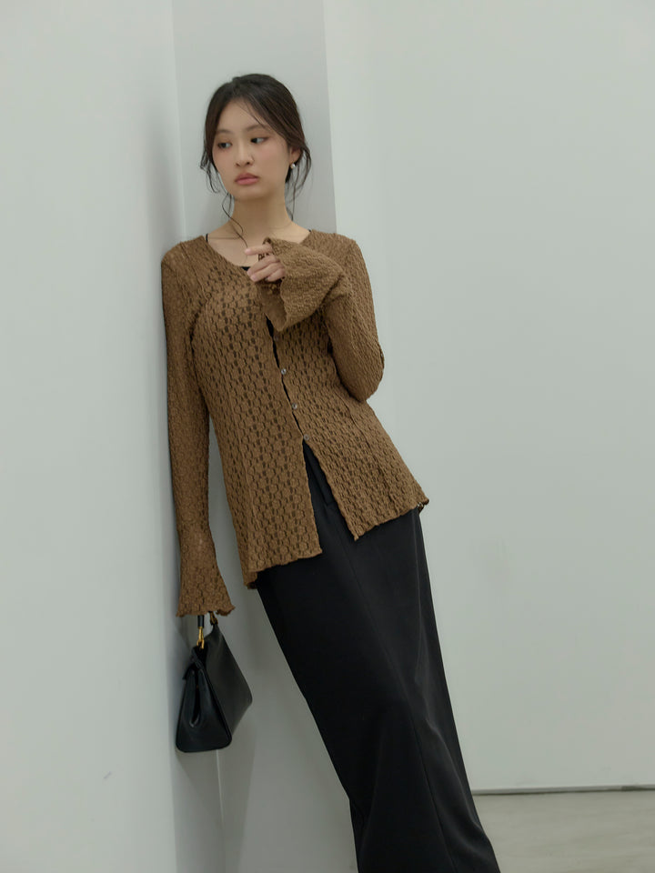【SET】カットレースVネックカーディガン+【Essential】Authentic pencil skrt(2set)