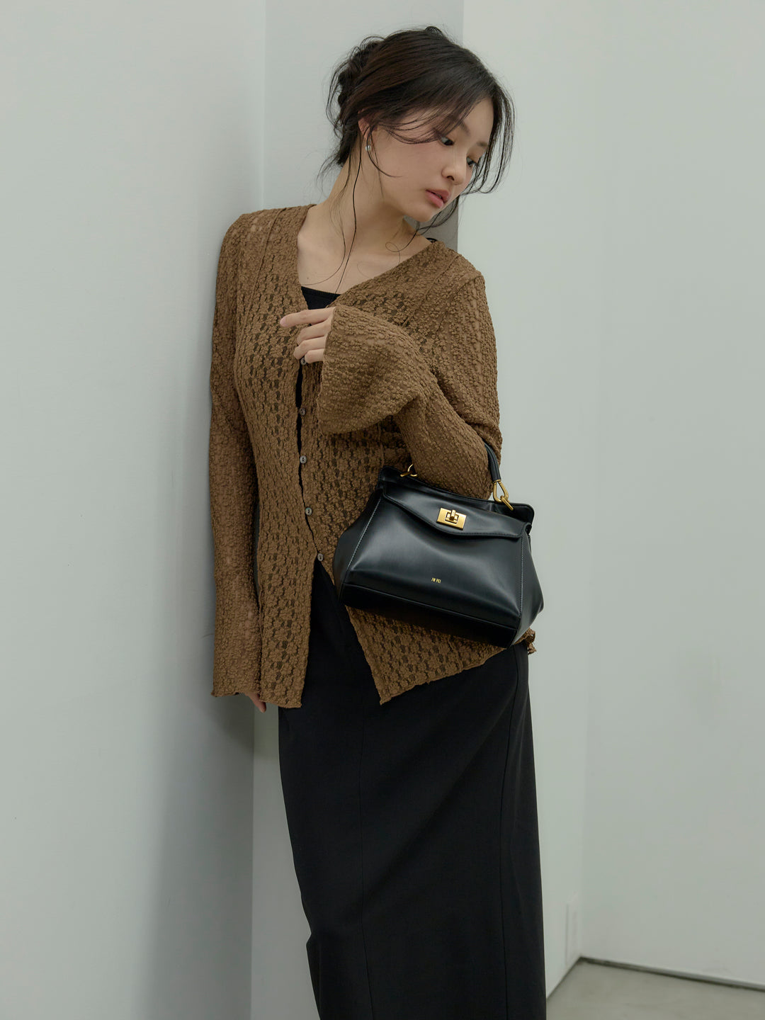 【SET】カットレースVネックカーディガン+【Essential】Authentic pencil skrt(2set)