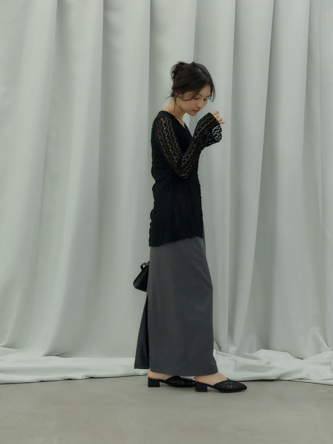 【SET】カットレースVネックカーディガン+【Essential】Authentic pencil skrt(2set)