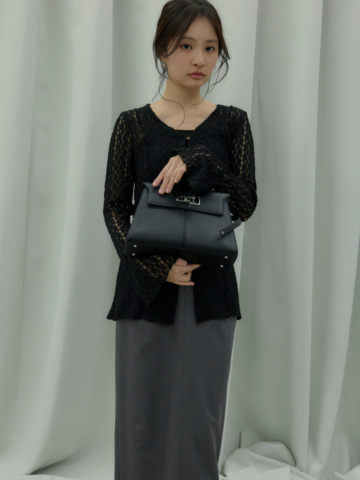 【SET】カットレースVネックカーディガン+【Essential】Authentic pencil skrt(2set)