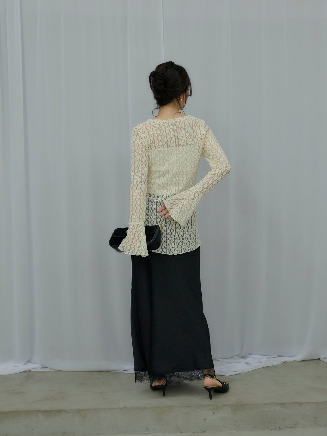 裾レースシワサテンナロースカート