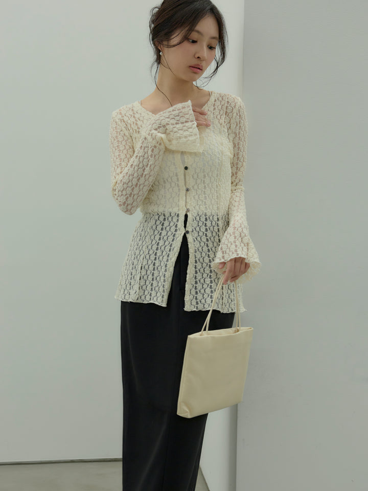 【SET】カットレースVネックカーディガン+【Essential】Authentic pencil skrt(2set)
