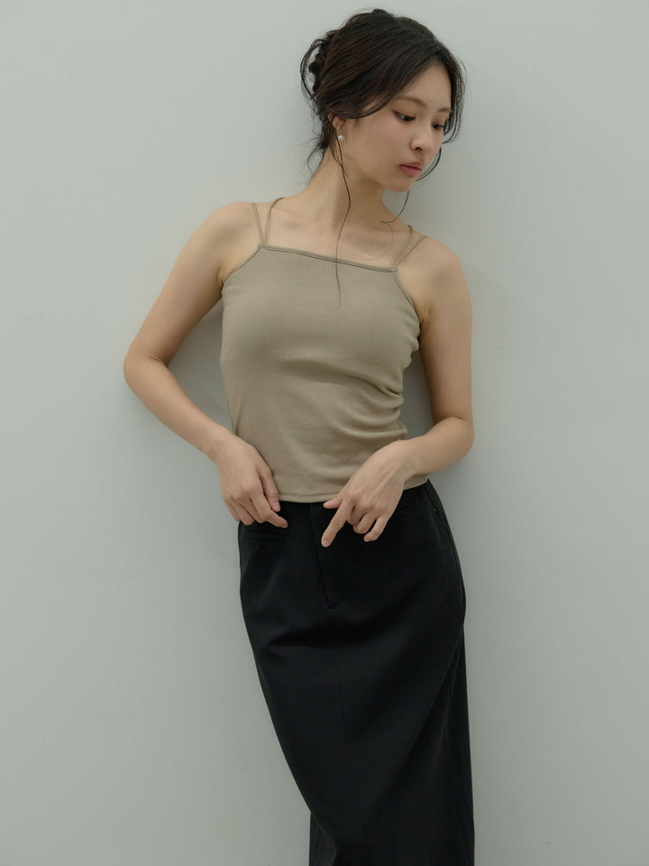カットリブカップ付きバッククロスキャミソール
