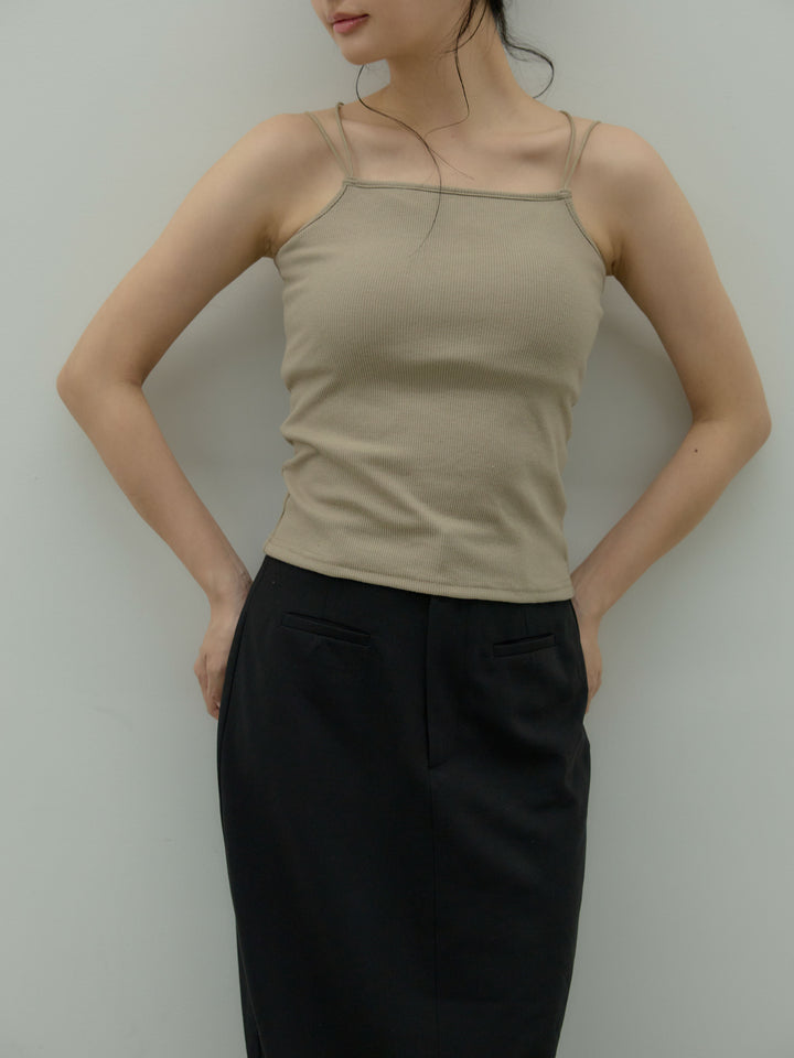 カットリブカップ付きバッククロスキャミソール